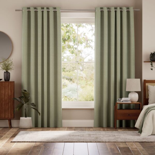 Mila Celadon Curtains-Eyelet-1 پرده پانچ چهار - ارتفاع دلخواه
